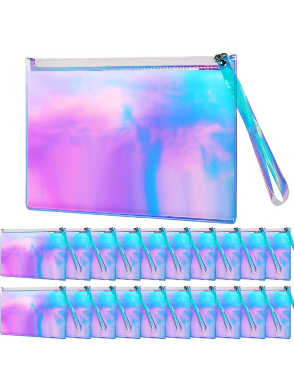 20 Pcs Iridescent Makeup Bags - Holographic Cosmetic Pouches, Clear Travel